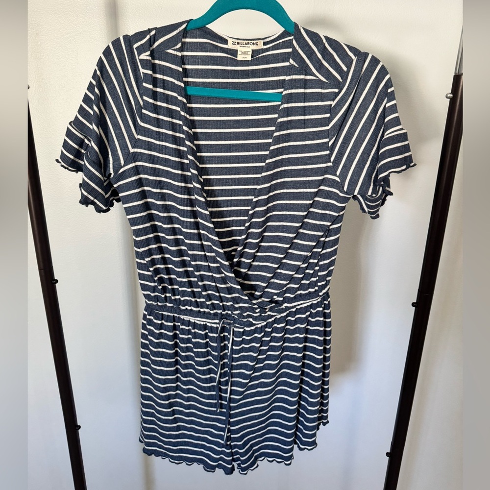 Billabong Striped Blue and White Romper